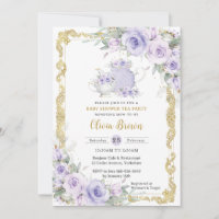 Vintage Purple Floral Tea Party Baby Shower 