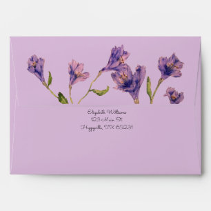 Vintage Purple Floral Watercolor Personalised Envelope