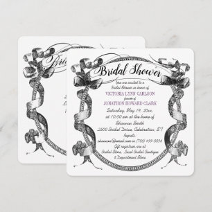 Vintage Purple Flourish Script Bridal Shower Invitation