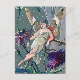 Vintage Purple Flower Fairy Postcard