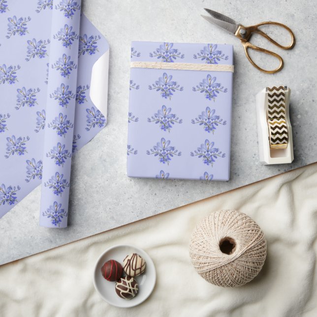 Vintage Purple Flower Floral Pattern Wrapping Paper (Crafts)