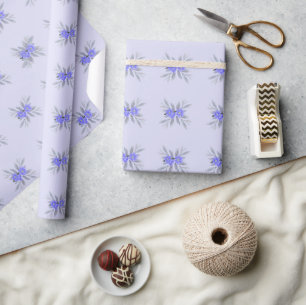 Vintage Purple Flower Floral Patterns And Leaves Wrapping Paper