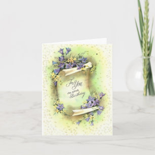 Vintage Purple Flowers Birthday Card