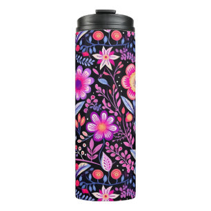 Vintage Purple Flowers Botanical Shabby Chic Thermal Tumbler