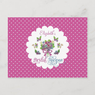 Vintage Purple Flowers Bridal Shower Recipe Card