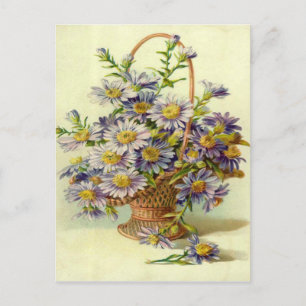 Vintage Purple Flowers Postcard