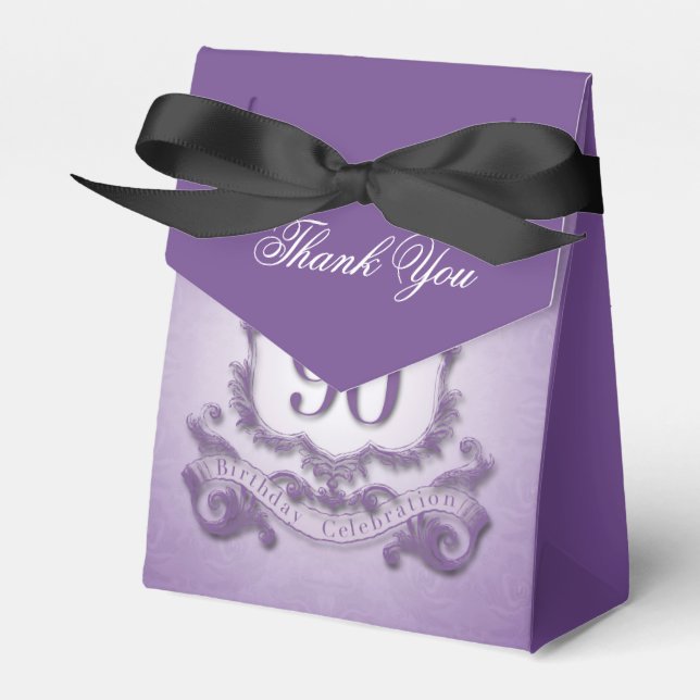 Vintage Purple Frame 90th Birthday Favour Box (Front Side)