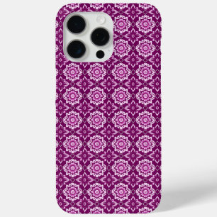 Vintage Purple Geometric Floral Pattern iPhone 15 Pro Max Case