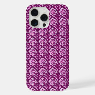 Vintage Purple Geometric Floral Pattern iPhone 15 Pro Max Case