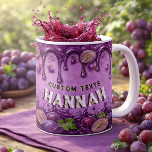 Vintage Purple Grape Fruit Favour Custom Add Name Coffee Mug