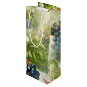 Vintage Purple Grapes & Green Leaves Wine Gift Bag