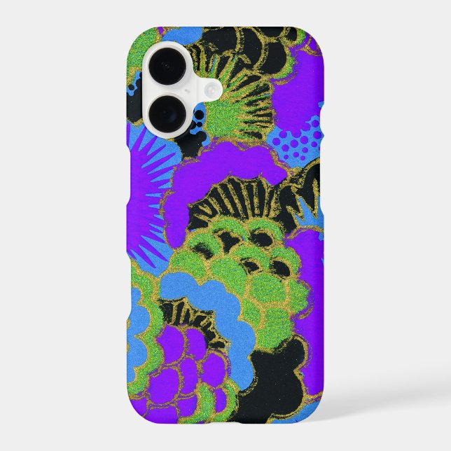 Vintage Purple Green Blue Thirties Flower Pattern (Back)