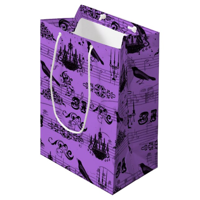 Vintage Purple Halloween Medium Gift Bag (Front Angled)