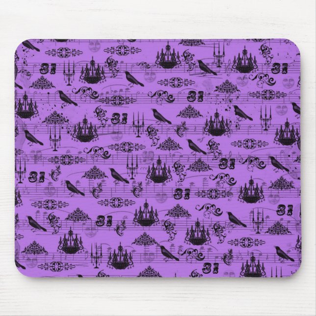 Vintage Purple Halloween Mouse Mat (Front)