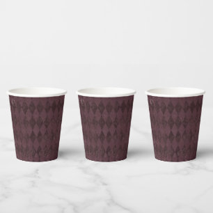 Vintage Purple Harlequin Pattern Paper Cups