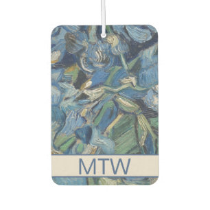 Vintage Purple Irises Flowers Floral Monogram Car Air Freshener