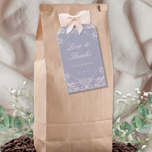 Vintage Purple Love and Thanks Wedding Favour Tags