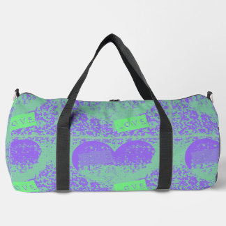 Vintage Purple Love Reto Eighties Style Duffle Bag