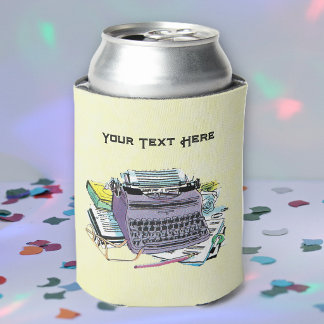 Vintage Purple Manual Typewriter Book Paper Yellow Can Cooler