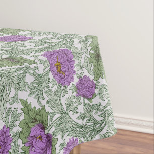 Vintage Purple Moss Green William Morris Floral Tablecloth