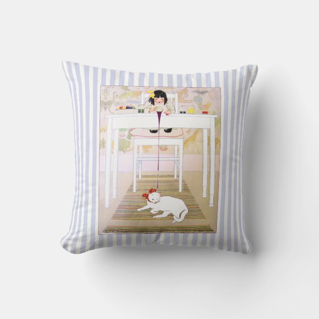 Vintage Purple Oops Cat Pillow (Front)