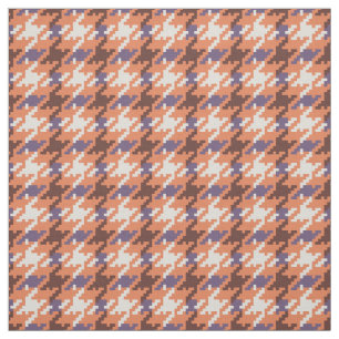 Vintage purple orange houndstooth plaid pattern fabric