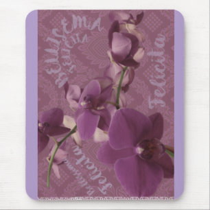 Vintage purple orchid mouse mat