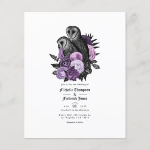 Vintage Purple Owls Gothic Wedding Invitation Flyer