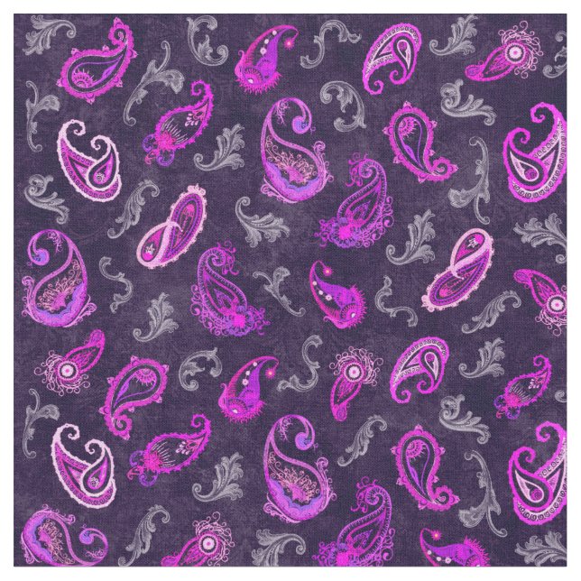 Vintage Purple Paisley Fabric (Close Up)