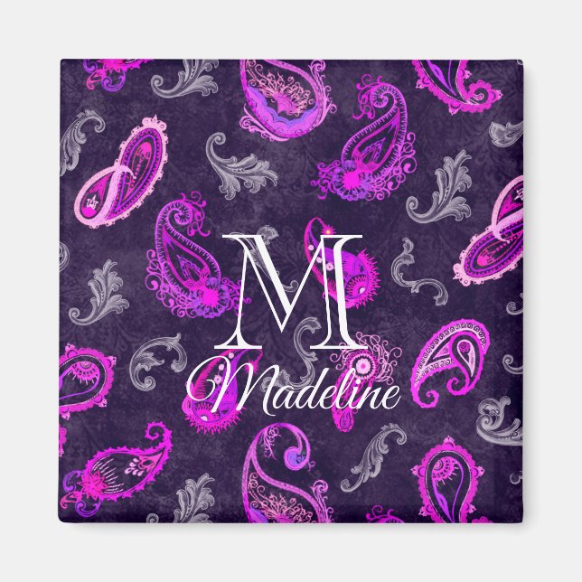 Vintage Purple Paisley Magnet (Front)