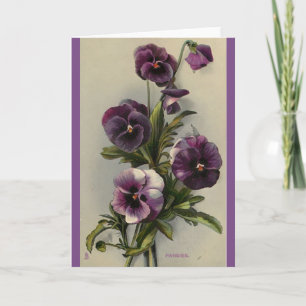 Vintage Purple Pansies, Card