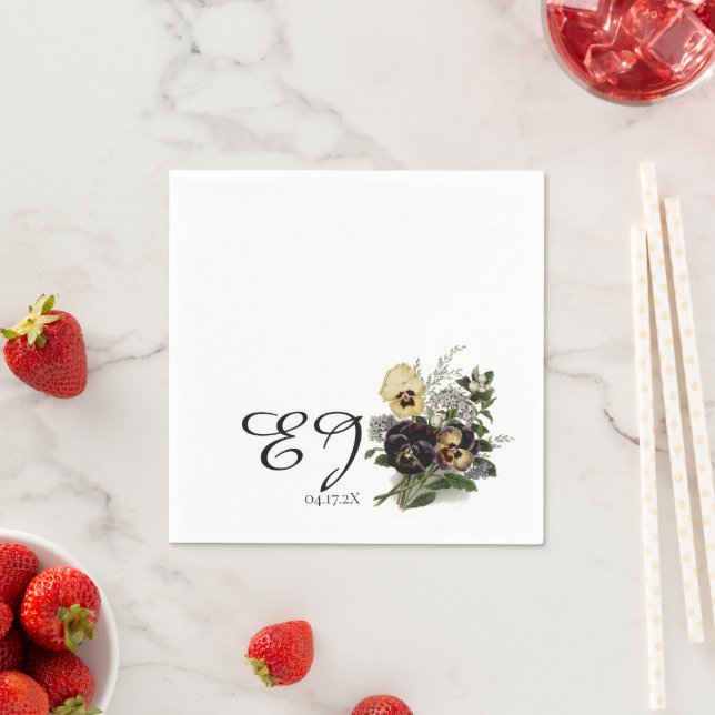 Vintage Purple Pansy Napkin (Insitu)