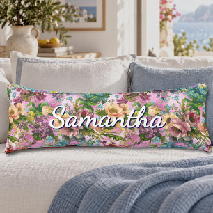 Vintage Purple Pink Botanical Floral Pattern Body Cushion