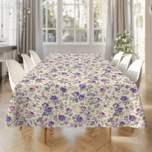 Vintage Purple Pink Floral Pattern Tablecloth