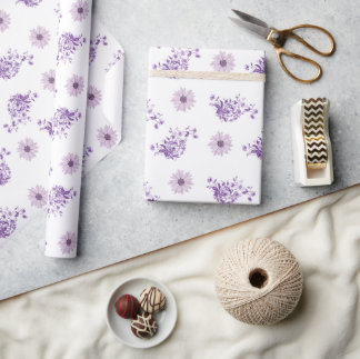Vintage Purple Pink Flower Floral Boho   Wrapping Paper