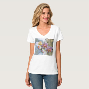 Vintage Purple Pink Orchid Flowers on log T-Shirt