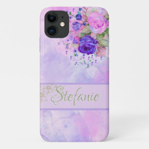 Vintage Purple & Pink Roses iPhone 11 Case
