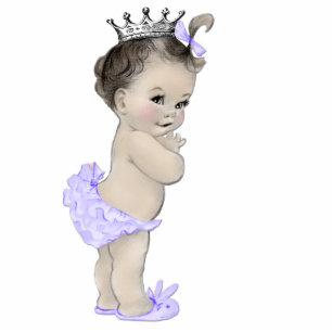 Vintage Purple Princess Baby Girl Shower Standing Photo Sculpture