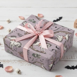 Vintage Purple Rocking Horse Gothic Baby Wrapping Paper
