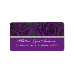 Vintage Purple Rose Return Address Label