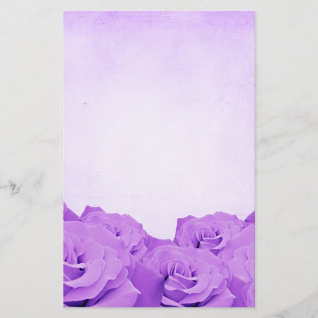 Vintage Purple Rose Stationery (Front)