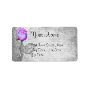 Vintage Purple Rosebud Wedding Label