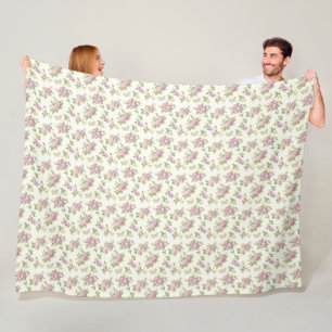 Vintage Purple Roses and Vines Fleece Blanket
