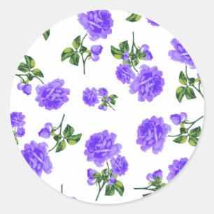 Vintage Purple Roses Classic Round Sticker