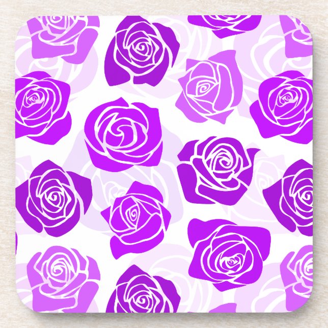 Vintage purple roses Cork Coaster (Front)