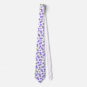 Vintage Purple Roses Tie