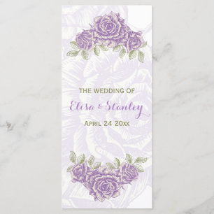 Vintage purple roses wedding program programme