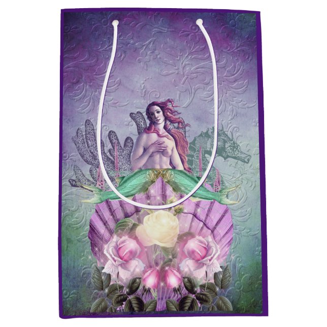 Vintage Purple Sea Witch Collage Medium Gift Bag (Front)