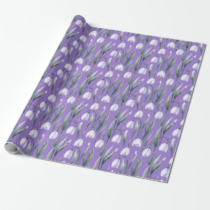 Vintage purple snowdrops pattern wrapping paper