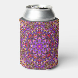 Vintage Purple Tile Pattern Kaleidoscope Can Cooler